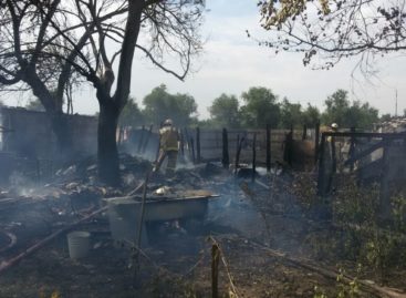 В Сальском районе загорелись хозпостройки