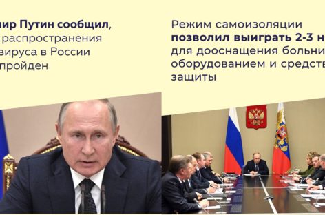 Владимир Путин: «Пик распространения коронавируса в России еще не пройден»