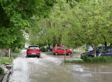 После майских дождей двор многоквартирного дома в Сальске ушёл под воду