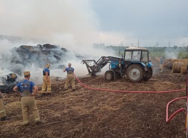 Спасатели Южного поисково-спасательного отряда в течение 12 часов  тушили скирду сена