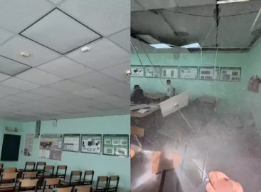 В сальской школе № 4 во время урока обрушилась часть подвесного потолка